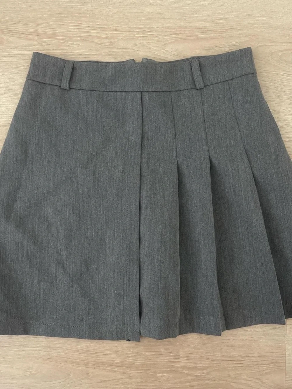Tailored Gray Pleated Mini Skirt